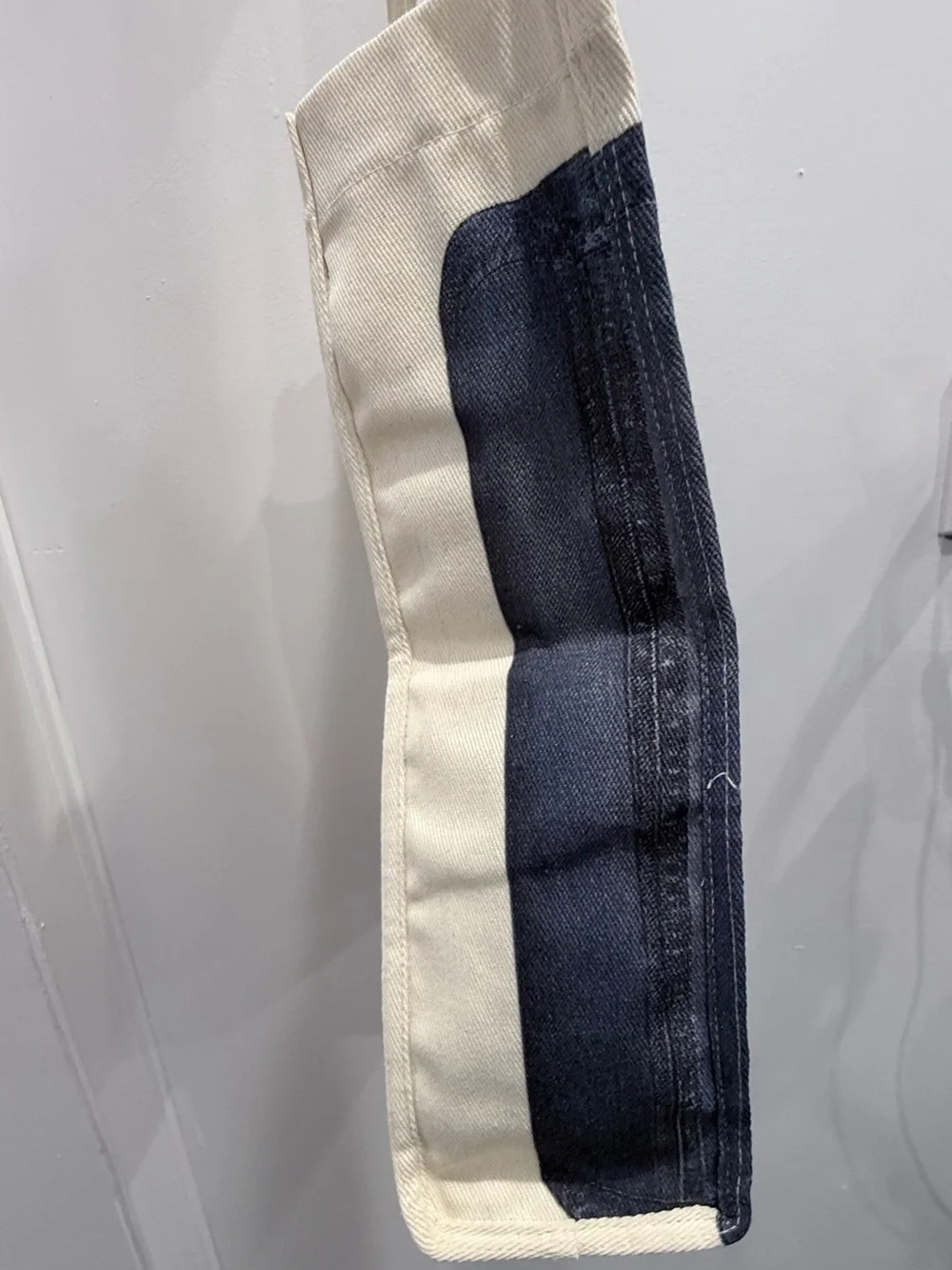 Jean Paul Gaultier Blue & Cream “Denim”Canvas Messenger Tote